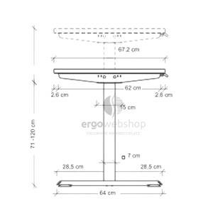 Hammerbacher elektrisch höhenverstellbarer Schreibtisch Mini Office (67,2 cm tief)