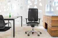Girsberger Reflex mit Lumbalstütze - gepolsterter Bürodrehstuhl mit Netzrücken (Schnell-Lieferprogramm)
